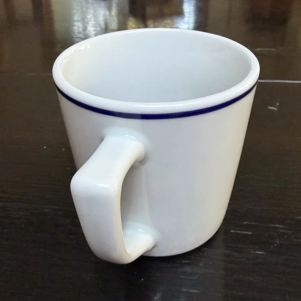 Vintage Rosanna Imports Coffee Tea Cup Home Print Blue White Made in Poland‎